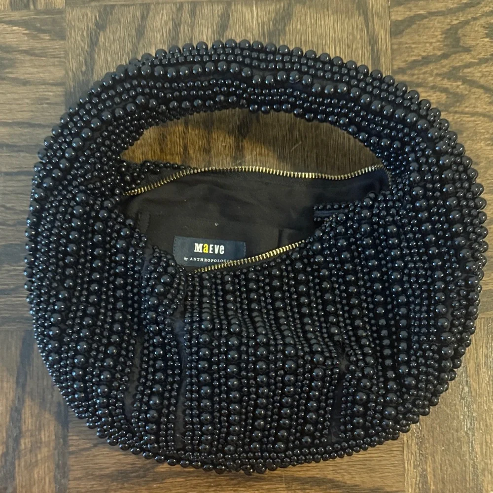 Maeve Black Beaded Satchel